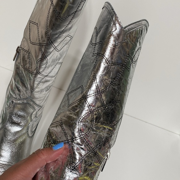 Vince Camuto Nedema Western Knee High Boot in Metallic Silver - Picture 12 of 17